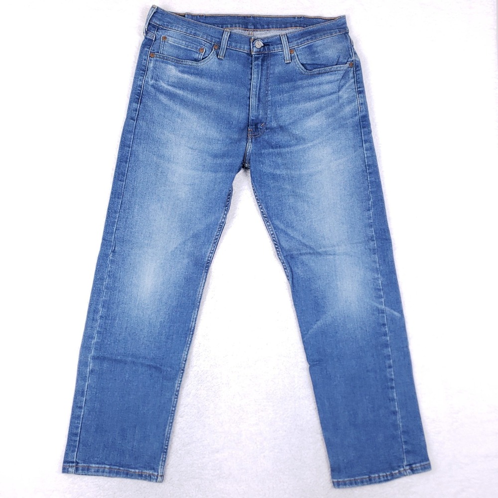 Levi's 505 Regular Fit Straight Leg Jeans 38x30 Blue - Picture 1 of 11